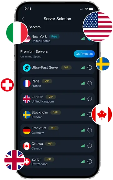 Server selection interface